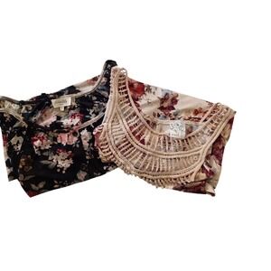 Coquette Bundle Siren-Lily & Naif Floral Top  Petites XL Mesh Crochet Lace Tank